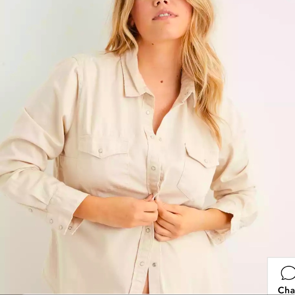 Aerie cream button down, large